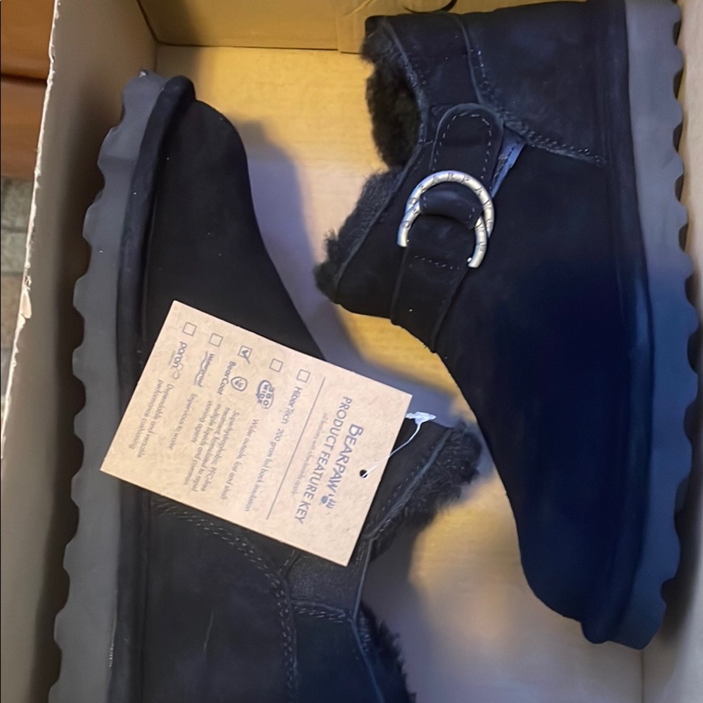 Black Shearling Lined Ankle Boots
